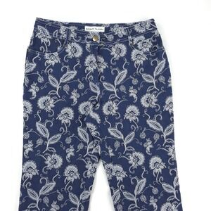 Bamboo Traders Pants Womens 6 Blue Floral Chino Straight Leg Stretch Casual